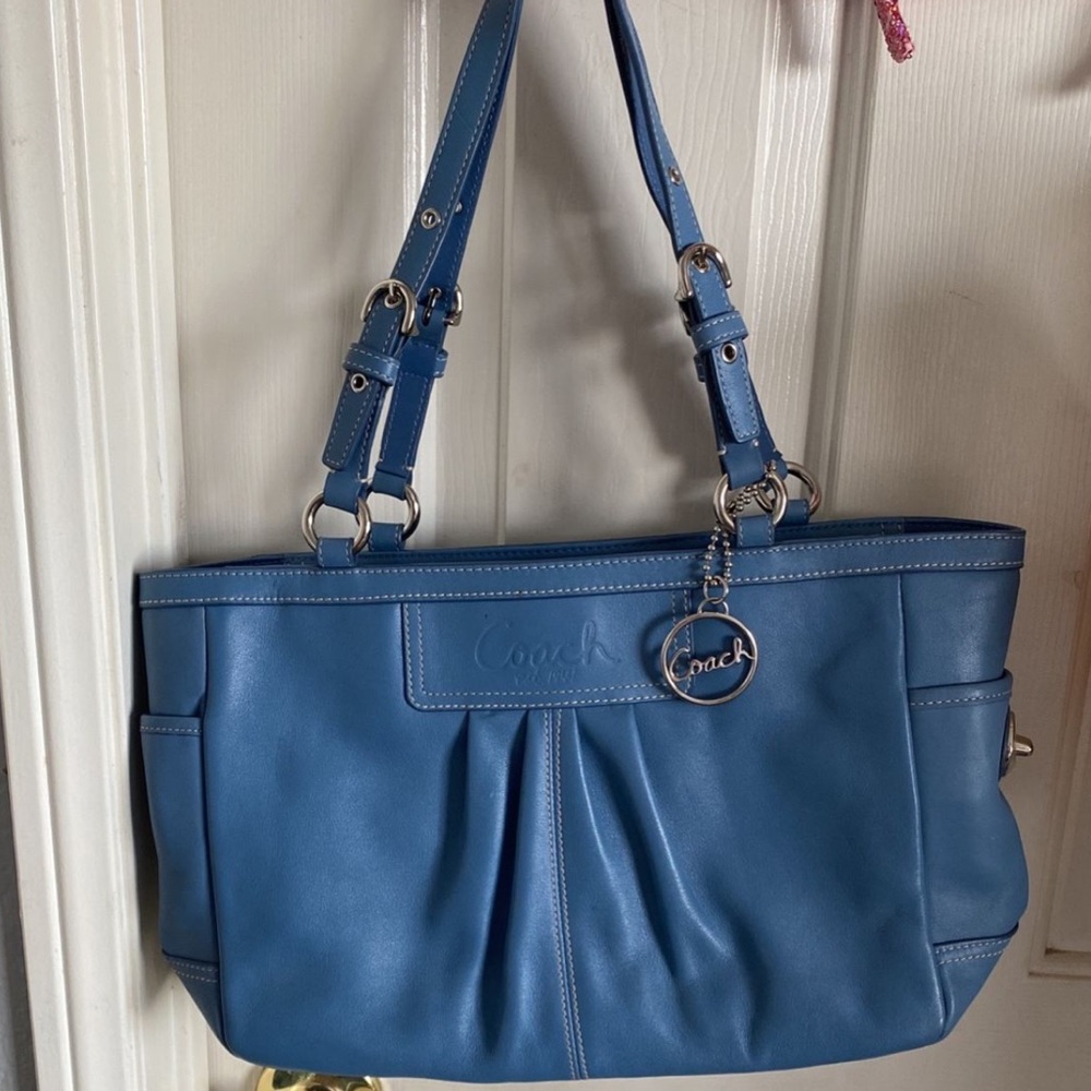 coach blue handbag
